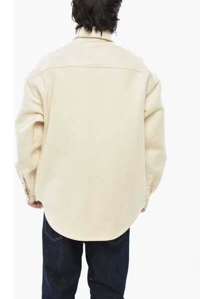 Jachete Palm Angels Virgin-Wool Utility Overshirt With Snap Buttons Beige Barbati (BM 19752476) 2