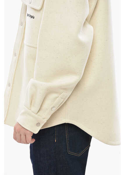 Jachete Palm Angels Virgin-Wool Utility Overshirt With Snap Buttons Beige Barbati (BM 19752476) 3