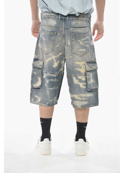 Pantaloni scurti Givenchy Distressed Denim Cargo Shorts With Patches Light Blue Barbati (BM 19752485) 2