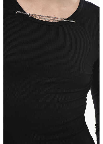 Bluze Diesel Ribbed Long-Sleeve Top T-Matic-Ls With Metal Detail Black Femei (BM 19752491) 3