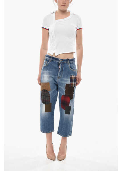 Blugi drepti DSQUARED2 Wide-Leg Jeans Kawaii With 20Cm Patchwork Details Blue Femei (BM 19752494) 3