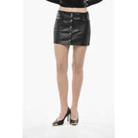 Fuste scurte Vegan Leather Miniskirt Yinka With Logo Buttons Femei