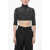 DSQUARED2 Cotton Poplin Polka-Dot Crop Top With 3/4 Sleeves And Cut-Ou Black