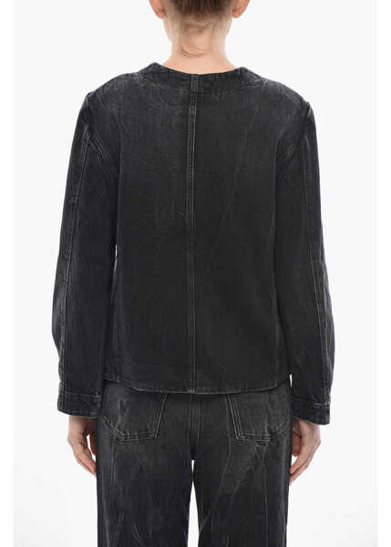 Geci de blugi Givenchy Stone-Washed Denim Jackets With Logo Pockets Black Femei (BM 19752524) 2