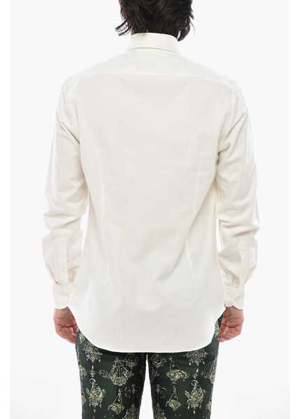 Camasi casual CORNELIANI Solid Cotton And Cashmere Shirt With French Collar White Barbati (BM 19752527) 2