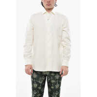 Camasi casual Solid Cotton And Cashmere Shirt With French Collar Barbati