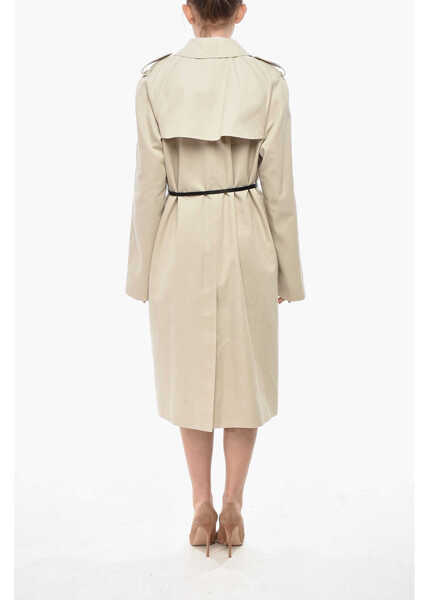 Trenciuri Givenchy Mixed Cotton Double-Breasted Trench With Slim Belt Beige Femei (BM 19752530) 2