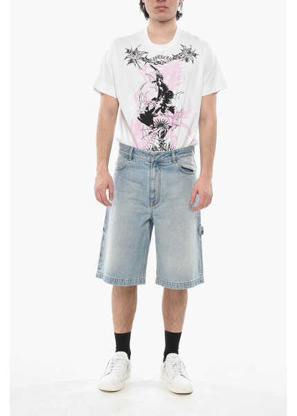 Pantaloni scurti Givenchy Delav Denim Cargo Shorts Light Blue Barbati (BM 19752533) 4