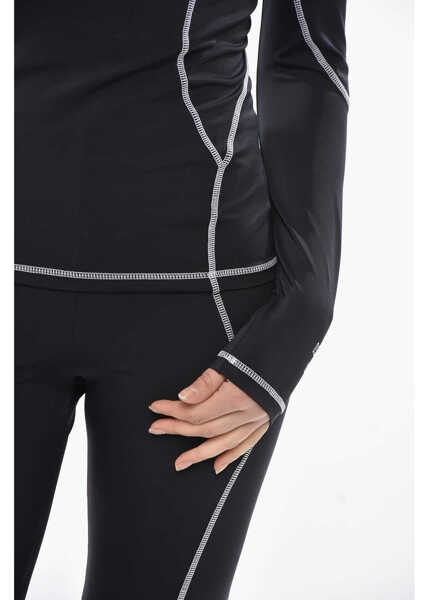 Tricouri DSQUARED2 Beachwear Stretch Fabric Long-Sleeve T-Shirt With Exposed Se Black Femei (BM 19752539) 3