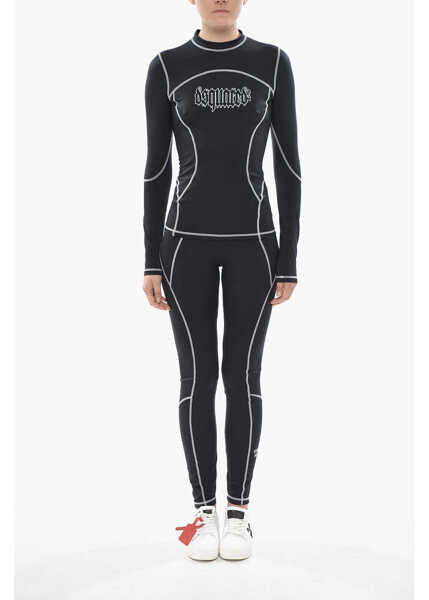 Tricouri DSQUARED2 Beachwear Stretch Fabric Long-Sleeve T-Shirt With Exposed Se Black Femei (BM 19752539) 4