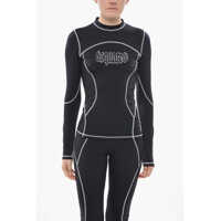 Tricouri Beachwear Stretch Fabric Long-Sleeve T-Shirt With Exposed Se Femei