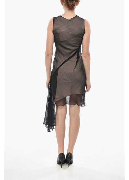 Rochii scurte Givenchy Silk Chiffon Minidress With Side Drape Black Femei (BM 19752542) 2