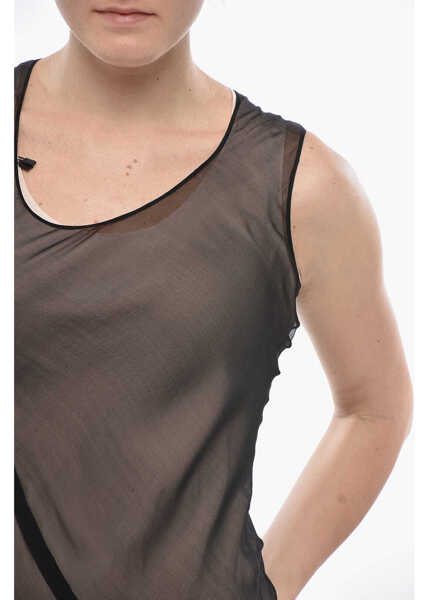 Rochii scurte Givenchy Silk Chiffon Minidress With Side Drape Black Femei (BM 19752542) 3