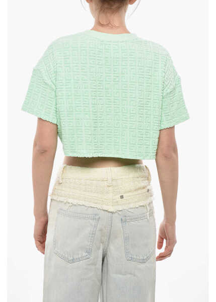 Tricouri Givenchy Monogram Jacquard Terry Crop T-Shirt Green Femei (BM 19752545) 2