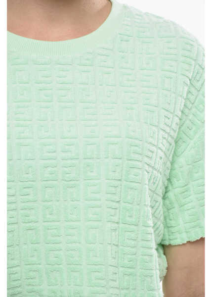 Tricouri Givenchy Monogram Jacquard Terry Crop T-Shirt Green Femei (BM 19752545) 3