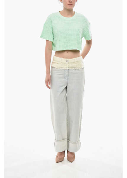 Tricouri Givenchy Monogram Jacquard Terry Crop T-Shirt Green Femei (BM 19752545) 4