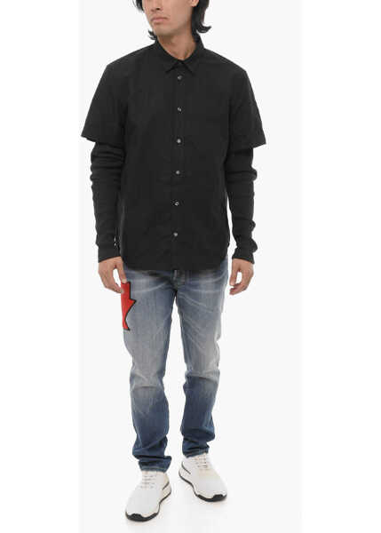 Tricouri Diesel Double-Fabric Long-Sleeve T-Shirt Marley Black Barbati (BM 19752548) 4