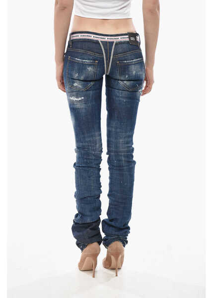 Blugi drepti DSQUARED2 Straight-Leg Jeans Sharpei With Logo Band 16Cm Blue Femei (BM 19752554) 2