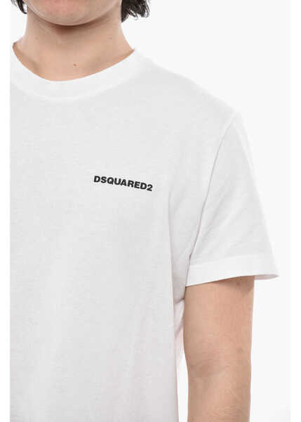 Tricouri DSQUARED2 Solid Crewneck T-Shirt Tennis Fit With Embossed Logo White Barbati (BM 19752827) 3