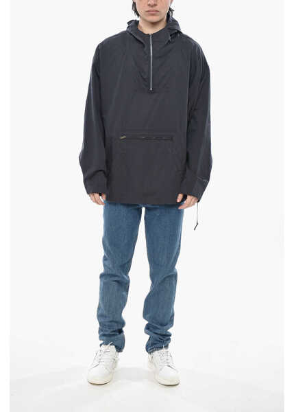 Jachete Givenchy Cotton-Blend Anorak With Hood And Half Zip Blue Barbati (BM 19752833) 4
