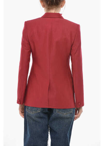 Sacouri Givenchy Linen-And-Silk Double-Breasted Blazer Red Femei (BM 19752836) 2