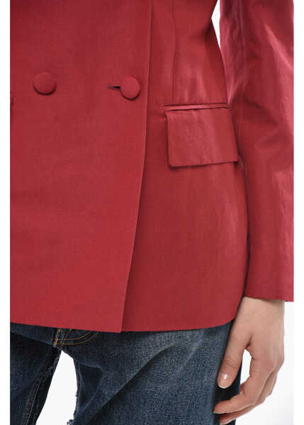 Sacouri Givenchy Linen-And-Silk Double-Breasted Blazer Red Femei (BM 19752836) 3