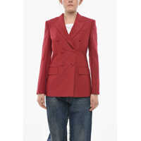 Sacouri elegante Linen-And-Silk Double-Breasted Blazer Femei