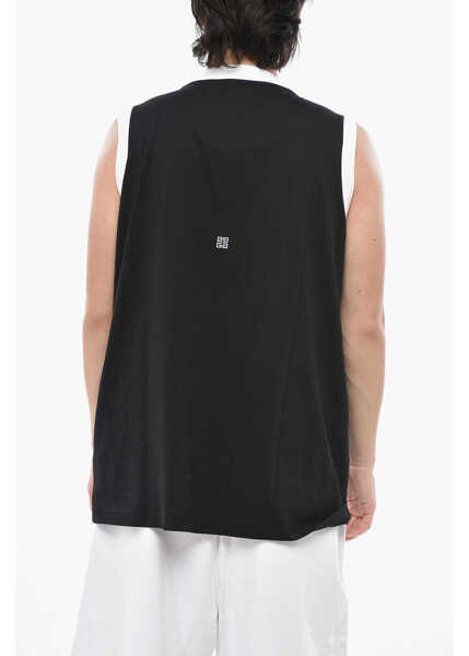 Tricouri Givenchy Cotton Tank Top With Contrast Trim And V-Neck Black Barbati (BM 19752839) 2