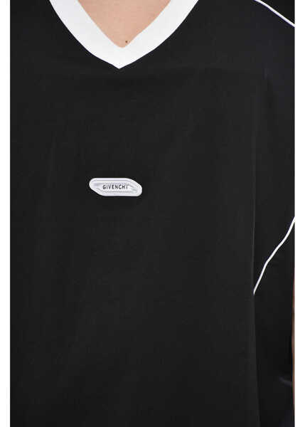 Tricouri Givenchy Cotton Tank Top With Contrast Trim And V-Neck Black Barbati (BM 19752839) 3
