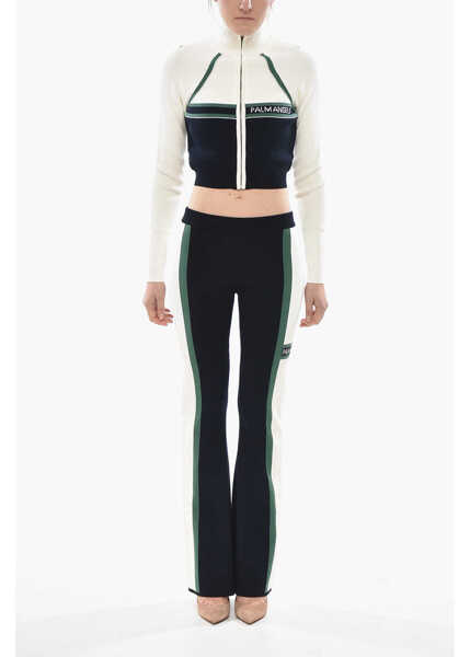 Pantaloni casual Palm Angels Knit Bootcut Pants Cb Racing With Contrast Side Bands Blue Femei (BM 19752854) 4