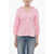 Marni Poplin Blouse With V-Neck And Embroidered Logo Pink