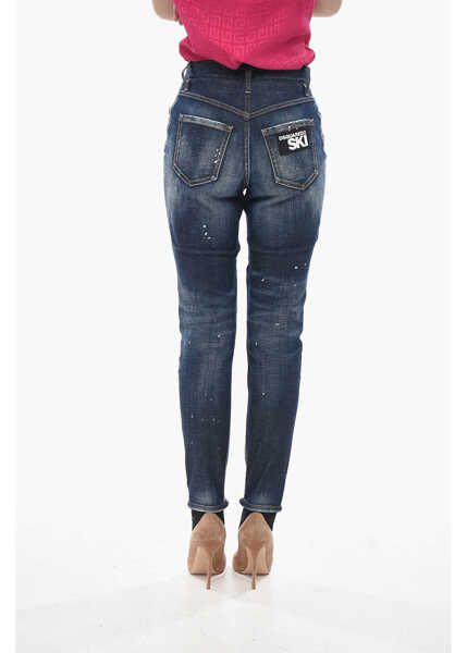 Blugi drepti DSQUARED2 Ski Stirrup High-Waist Stretch Denim Jeans 13Cm Blue Femei (BM 19752860) 2