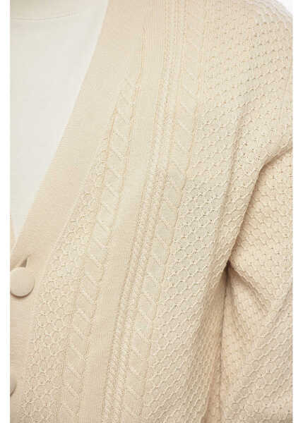 Cardigane Givenchy Cotton Cable-Knit Cardigan With Covered Buttons White Barbati (BM 19752869) 3