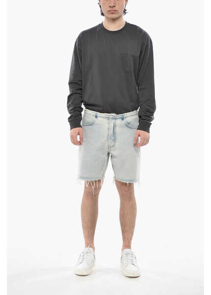 Pantaloni scurti Givenchy Light-Wash Denim Shorts With Raw Hem Light Blue Barbati (BM 19752872) 4