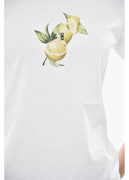 Tricouri Givenchy Cotton Slim-Fit T-Shirt Lemons White Femei (BM 19752875) 3