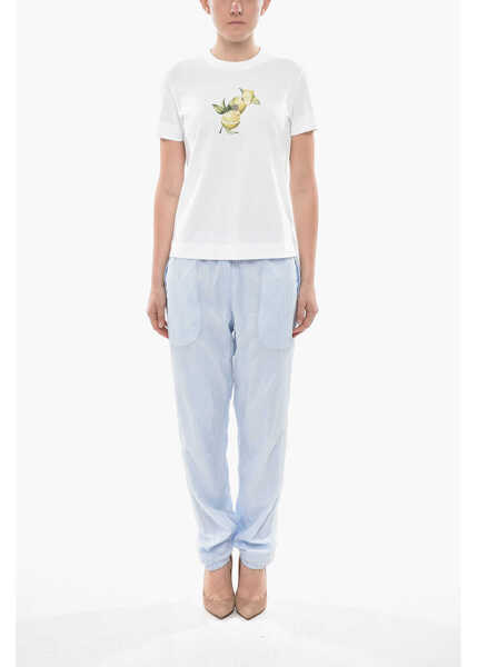 Tricouri Givenchy Cotton Slim-Fit T-Shirt Lemons White Femei (BM 19752875) 4