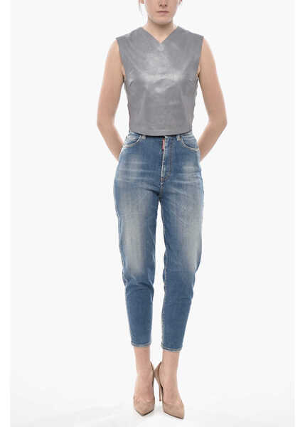 Blugi skinny DSQUARED2 Stretch Denim Jeans Sasoon High Waist 13Cm Blue Femei (BM 19752878) 4