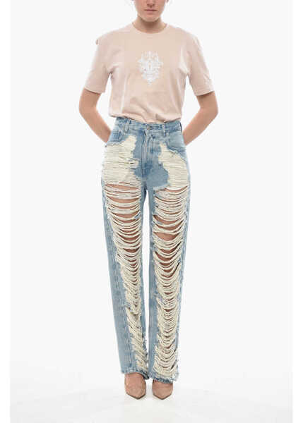 Blugi skinny Maison Margiela Mm6 Slim-Fit Distressed Denim Jeans 22Cm Light Blue Femei (BM 19752881) 4