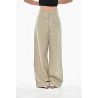 Pantaloni casual Cotton Pants Gd Label With Two Pleats And Turn-Up Hem Femei