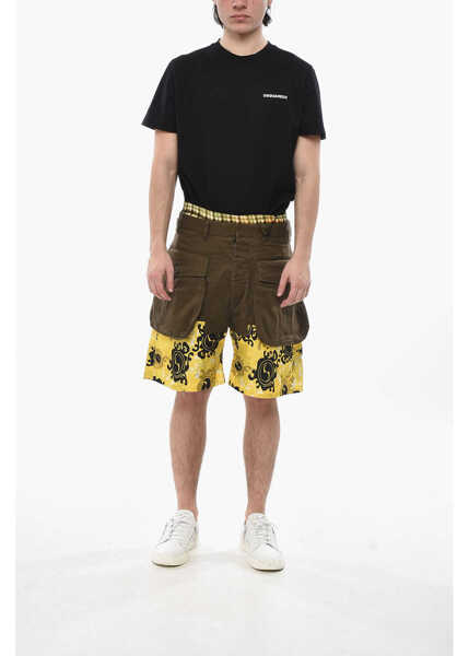 Pantaloni scurti DSQUARED2 Printed Double-Fabric Cargo Shorts Green Barbati (BM 19752890) 4