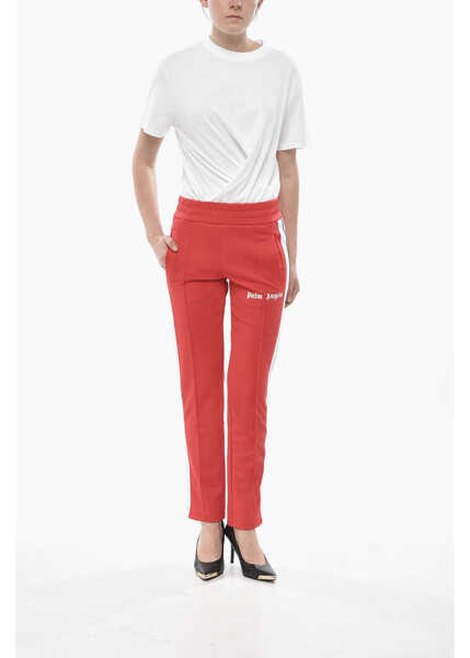 Pantaloni de trening Palm Angels Technical Fabric Joggers With Contrast Side Stripe Red Femei (BM 19752893) 4