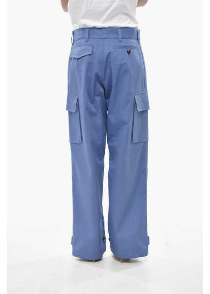 Pantaloni casual Marni Organic Cotton Cargo Pants With Ankle Drawstring Light Blue Femei (BM 19752905) 2