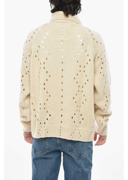 Tricouri Polo Givenchy Openwork Alpaca-Blend Pullover With Polo Collar White Barbati (BM 19752908) 2