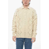Pulovere casual Openwork Alpaca-Blend Pullover With Polo Collar Barbati