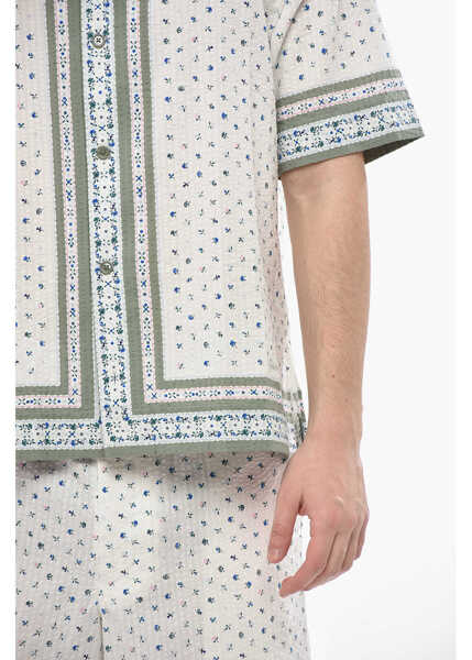 Camasi casual Givenchy Textured Cotton Bowling Shirt With Floral Pattern White Barbati (BM 19752911) 3