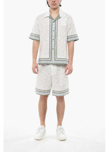 Camasi casual Givenchy Textured Cotton Bowling Shirt With Floral Pattern White Barbati (BM 19752911) 4