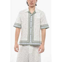 Camasi casual Textured Cotton Bowling Shirt With Floral Pattern Barbati