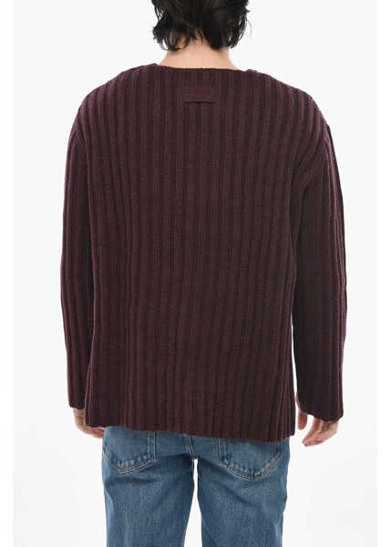 Cardigane Givenchy Ribbed Cashmere Cardigan With Patch Pockets Burgundy Barbati (BM 19752914) 2