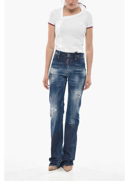 Blugi drepti DSQUARED2 Jeans Dalma Angel Vintage Effect Straight Leg 21Cm Blue Femei (BM 19752920) 4