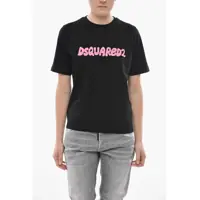 Tricouri Crewneck T-Shirt Easy Fit In Solid Color With Printed Logo Femei